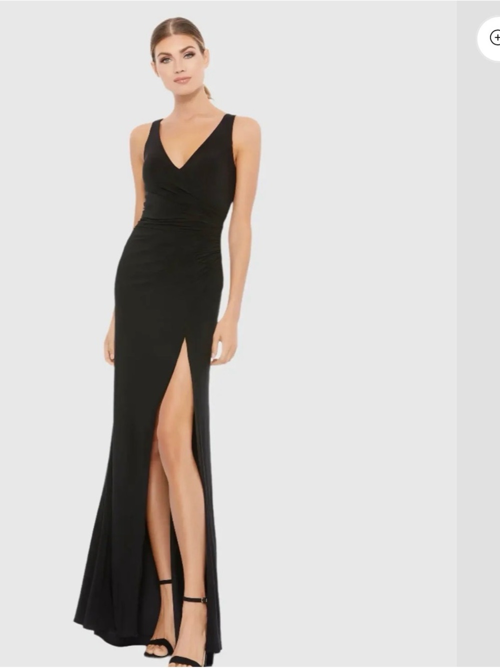 Mac Duggal Black V-Neck Sleeveless Maxi Gown with High Slit